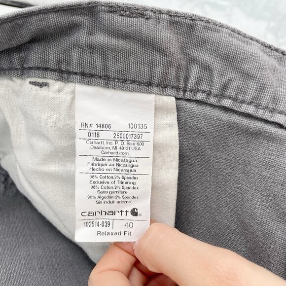 Vintage Y2K Carhartt Relaxed Fit Shorts Size 40 102514-039 Gray Work Wear Skate - Picture 6 of 7